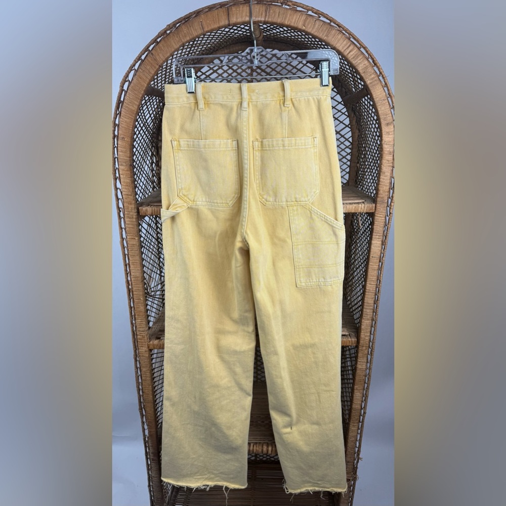 PacSun Yellow Ultra High Rise Flare Carpenter Jeans Size 27 Raw Hem EUC - Picture 5 of 7